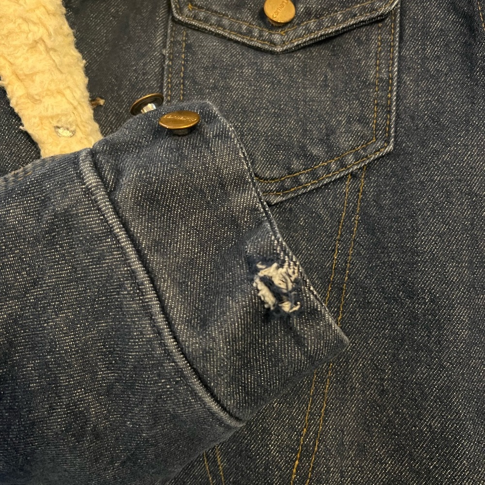 Vintage 70s Carhartt Sherpa Lined Denim Jacket 42 - image 3